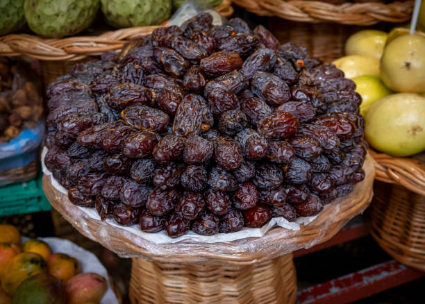 Dates Funchal market Madeira, Portugal, Europe