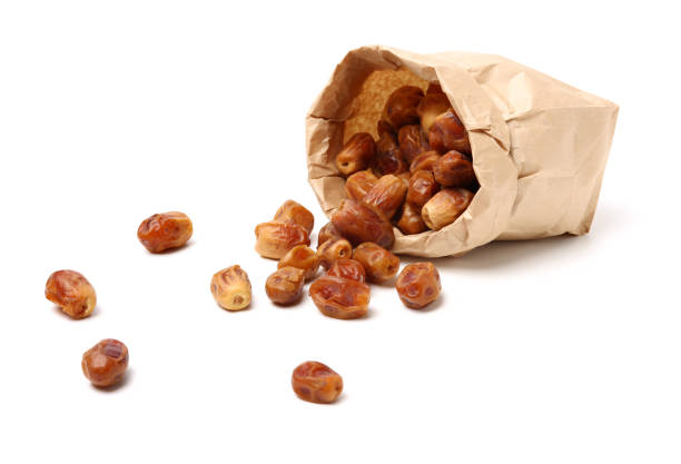 medjool dates on white background