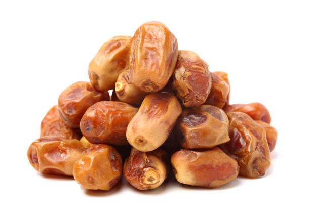 medjool dates on white background