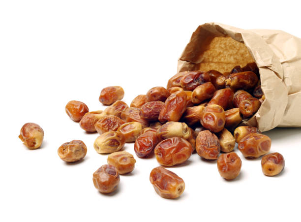 medjool dates on white background